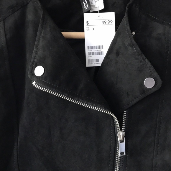 NWT H&M Cropped Faux Suede/Velvet Moto Jacket - S2 - Picture 4 of 6